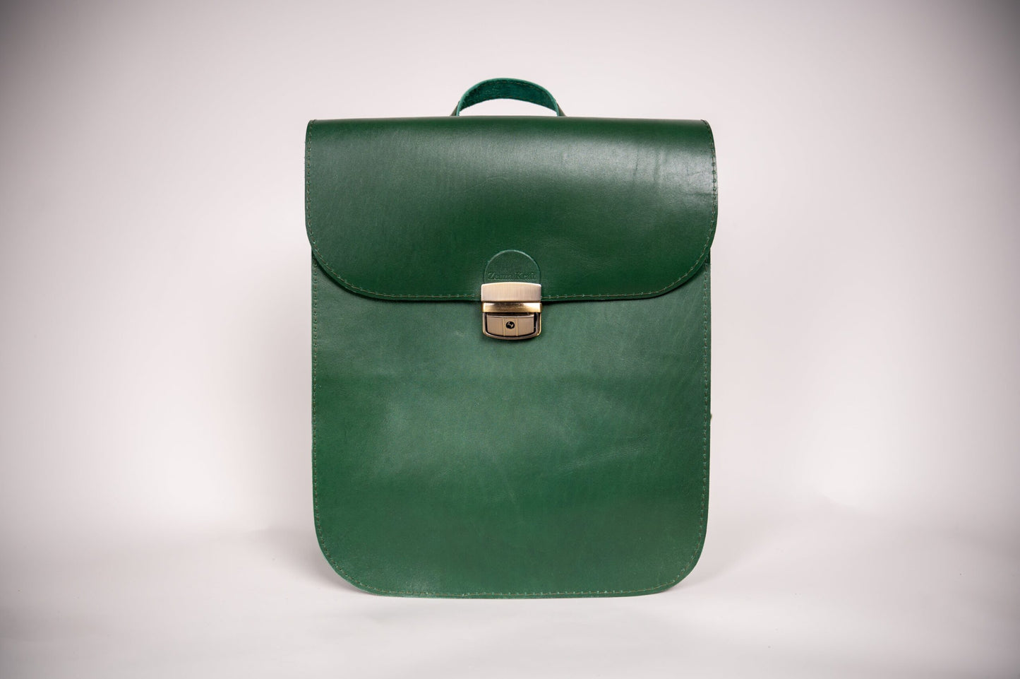 Natural Leather Saddle Backpack - Green